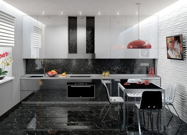 black kitchen tiles design