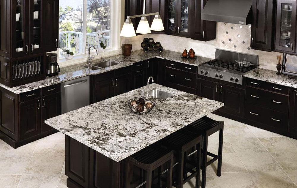 Dark Kitchen Cabinets With White Granite Countertops Ideas 2021 Hackrea